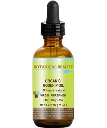 ROSEHIP SEED OIL Pure For Face Skin Hair and Body. Anti-Aging Moisturizer Facial Oil 0.5 Fl oz 15 ml by Botanical Beauty