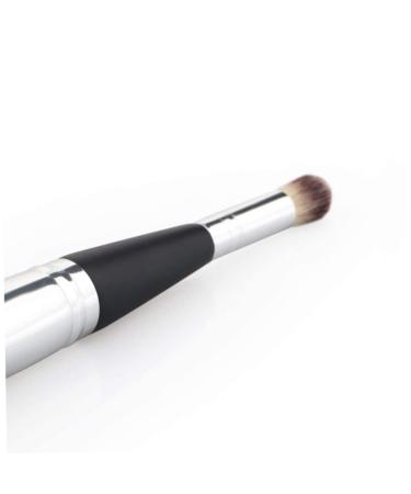 Multifunction Double Head Makeup Brush | Professional Wood Handle for Blush & Eye Powder | Smooth Application | Black & Silver - Buy Online on SooperMarket.com