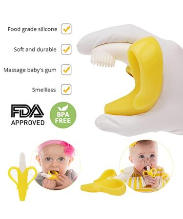 Organic BPA-Free Banana Teether for Baby Teething Relief | Soft Silicone Baby Toothbrush Toy | Soothes Sore Gums | Oral Hygiene for Infants & Toddlers - Buy Online on SooperMarket.com