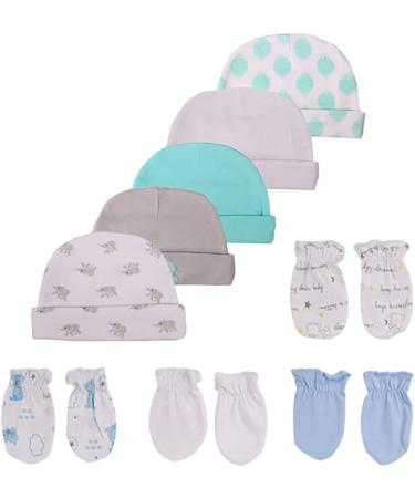 Baby Hat and Mittens Set Newborn - 100% Cotton Baby Caps & Gloves for Boys and Girls 0-6 Months, Color5 - Buy Online on SooperMarket.com