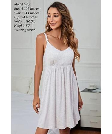 Sosolism Women's Nursing Nightdress - Off-White XL | Padded Lace Trim Breastfeeding Dress - Buy Online on SooperMarket.com