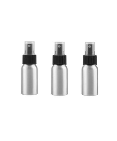 Xumin 3 pieces 30 ml 1 oz silver aluminum high quality fine spray bottle with black nozzle and lid toner make-up water atomizer pot bottle holder cosmetics 30ml/1oz