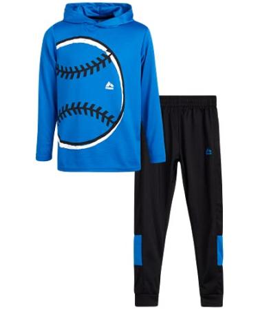 RBX Boys' Jogger Set - 2-Piece Thermal Sports Hoodie and Tricot Joggers (Size: 8-12) Blue Baseball 12