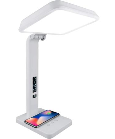 Theralite Aura Qi Light Therapy Sun Lamp - UV Free 10 000 LUX Light Therapy Lamp - Includes Alarm Clock Phone Charger USB Port