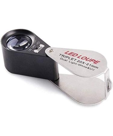 Screen Magnifier Mini Magnifier Magnifying 10 Times to 20 Times The Aluminum housing and UV LED Lighting for Hobby and Craft Jewelry Magnifier with LED Light