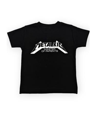 Baby Moo's Metal Kid Master of Parents Heavy Metal Band Baby & Kids T-Shirt | Unisex Cool Rock Music Short Sleeve Top | Alternative Kids Gifts UK 2-3 Years Black