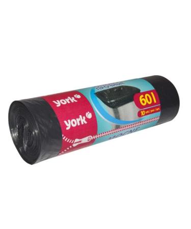 York black garbage bags 60l (1 roll with 10 pieces) - garbage bag 60 liter - large garbage bags - stable waste bags - garbage bags 60l extra strong 1 piece (1 Pack)