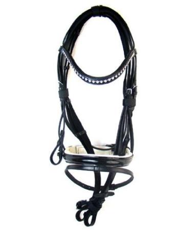 High quality bridle Amber made of leather black/white new incl. reins thoroughbred