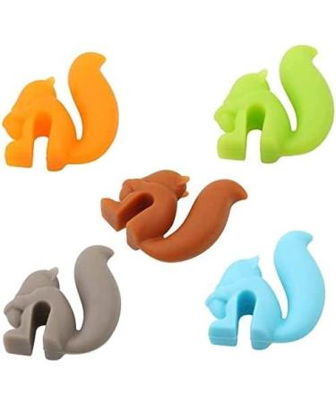 5 pcs Cute Squirrel Shape Silicone Tea Bag Holder Cup Squirrel Drink Markers Tea Bag Holder for Cup Hanging Tool Mug Candy Colors Gift Set - Buy Online on SooperMarket.com