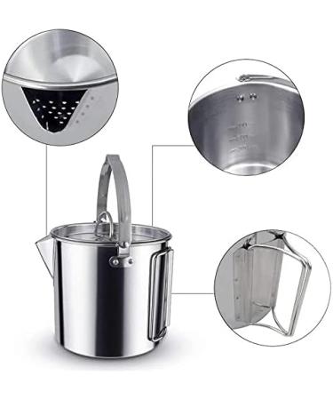 1.2L Outdoor Steel Kettle - Portable Coffee Pot Teapot for Camping Trips - Buy Online on SooperMarket.com