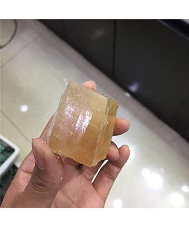 Natural Orange Calcite aquare Crystal Gemstone Reiki Iceland Spar Crystal Cube