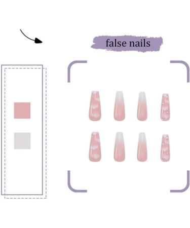 Gradient Pink Cloud Rhinestone Long Coffin False Nails - 24PCS Full Cover Press on Nails for Party, Prom, Women Style - Shop Now! - Buy Online on SooperMarket.com