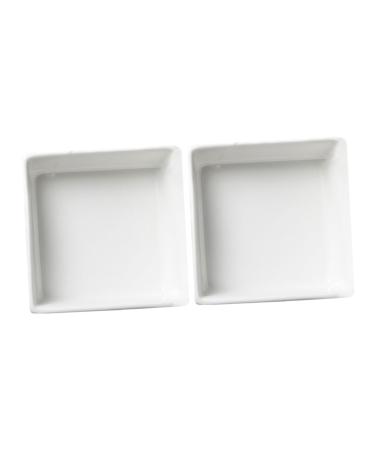 ABOOFAN 2pcs Sauce Dish Dishes Porcelain Saucer Dish Snack Plate Square Seasoning Dish Mini Porcelain Bowls Small Snack Dish Food Seasoning Dish White Ceramics Condiment Platter