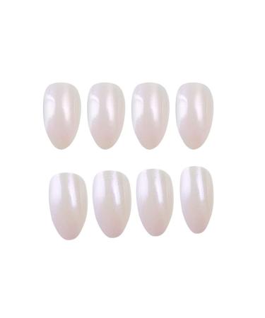 Pink Press on French Medium Coffin Fake Nails 24PCS - Glossy Wedding Party Acrylic Ballerina False Nails for Women & Teen Girls (Pearl Pink) - Buy Online on SooperMarket.com