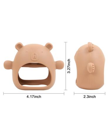 Bear Mitten Baby Teether - Anti-Drop Teething Toy for Babies 3+ Months - Silicone Teether for Teething Relief - BPA Free (Brown) - Buy Online on SooperMarket.com