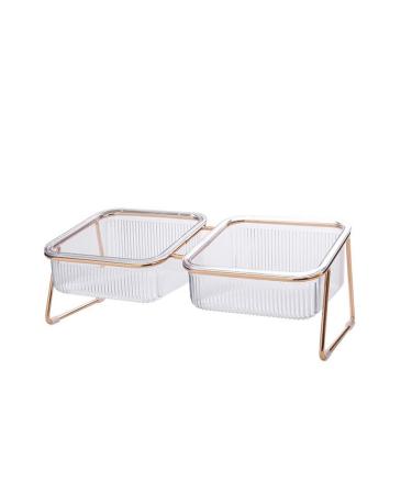 HOHXFYP Elevated Cat Bowls 15 Degree Tilt Stable Raised Cat Food Water Bowl Easily Removable Transparent Cat Bowls with Raised Bowl Bottom for Cats Dogs(S-Gold) Small Gold