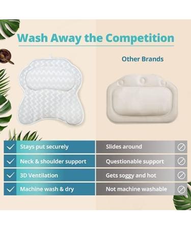 Spa Comfort Bath Pillow for Ultimate Relaxation | Back and Neck Support | Portable and Washable | 3D Air Mesh Technology | White - Buy Online on SooperMarket.com