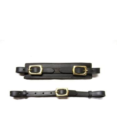 PS Horse Articles Black Leather Padded Noseband & Chin Strap Set - Soft Comfort with Silver Fittings | International Shipping Available - Buy Online on SooperMarket.com