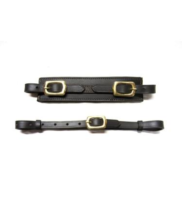 PS Horse Articles Noseband padded with soft leather plus chin strap in set Color brown with gold fitting