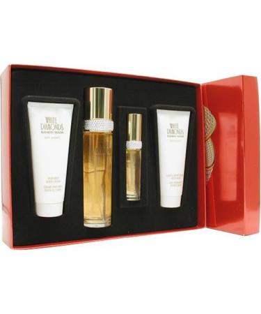 White Diamonds by Elizabeth Taylor for Women Set (Eau De Toilette Spray 3.4 Ounce Eau De Parfum Spray 0.5 Ounce Body Lotion 3.3 Ounce Body Wash 3.3 Ounce) 3.8 Ounce (Pack of 1)