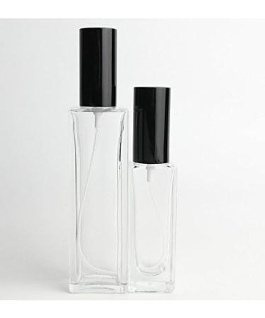Refillable Glass Perfume Spray Bottle 50ml - Travel Essential Oil & Makeup Tool - Black Closure - Perfect Gift - Buy Online on SooperMarket.com