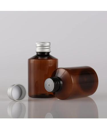 Tianzd 3-Pack 50ml Brown Plastic Bottles with Silver Caps & Orifice Reducer | Essential Oil & Makeup Containers | International Shipping Available - Buy Online on SooperMarket.com