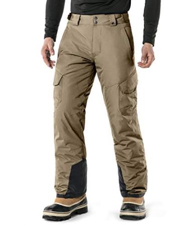 TSLA Men's Winter Snow Pants, Waterproof Insulated Ski Pants, Ripstop Windproof Snowboard Bottoms Snow Cargo Khaki XX-Large