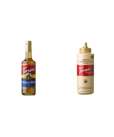 Torani Vanilla Bean Flavour Syrup 750 Milliliter & White Chocolate Squeeze Sauce 16.5 Fluid Ounce (1 pack)