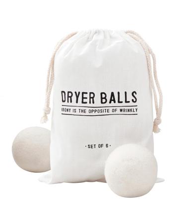 Santa Barbara Design Studio Wool Dryer Balls Natural Fabric Softener Woolly Ball Set in Muslin Storage Bag 6-Pack Opposite of Wrinkly