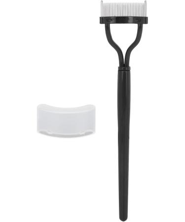 Verdant Touch Eyelash Brush Stainless Steel Eyelash Comb Curved Design Separate Cover Black Straight HandleBeauty Care - Buy Online on SooperMarket.com