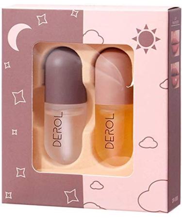 2 Pcs Lip Plumper Serum Set for Softer, Fuller Lips - Natural Lip Care Day & Night Treatment, Hydrating Formula to Reduce Fine Lines and Chapping - Lip Plumping Gloss Included - Buy Online on SooperMarket.com