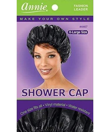 Black Vinyl Extra Large Shower Cap with Elastic Band - Won't Fall Off - Buy Online on SooperMarket.com