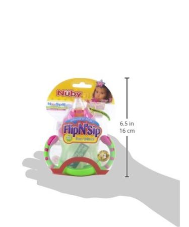 Nuby Two-Handle Flip N' Sip Straw Cup 8oz - Green/Pink | Leak-Proof Design - Buy Online on SooperMarket.com