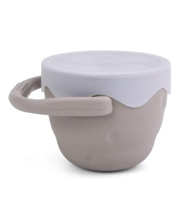 Ginbear Baby Snack Cups for Toddlers No Spill  Collapsible Silicone Snack Containers  Snack Catchers with Lid for Kids (Argil)