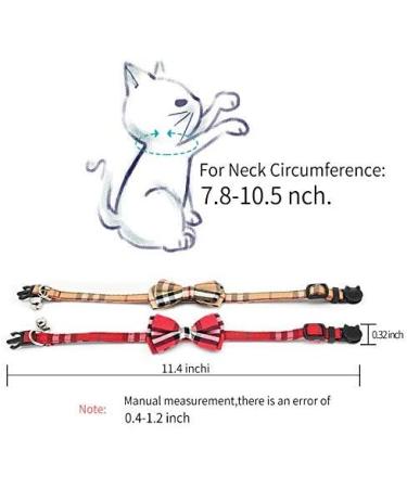 AIXI Cat Collar Breakaway with Bow Tie & Bell 2 Pack - Adjustable 7.8-10.5 Inch - Pink & Red - Buy Online on SooperMarket.com