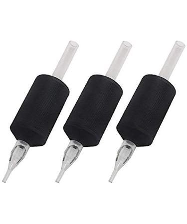 Tatmax 20PCS 1 Inch 25MM Disposable Tubes Tips Black Silicone Clear Tips Round, Diamond, Flat Tubes (9 Round Tubes)