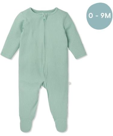 MORI Organic Cotton Ribbed Zip Up Sleepsuit 18-24 Months - Unisex Footed Pyjama for Baby Boys and Girls - Mint - Buy Online on SooperMarket.com