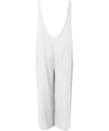 WILLBEST Womens Wrap Sleeveless Jumpsuits Playsuit Smocked Straps Fit And Flare Long Pant Jumper Rompers with Pockets 4022-oyvsw-white-3 S - Buy Online on SooperMarket.com