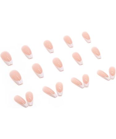 French Tips Press on Nails - Nude & White Acrylic Designs for Women | Stick on Fake Nails for Manicure Decoration - Buy Online on SooperMarket.com