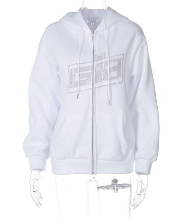 Women's Zip Up Skull Streetwear Hoodie Jacket - Winter Hooded Sweatshirt Coat for Teen Girls - Buy Online on SooperMarket.com