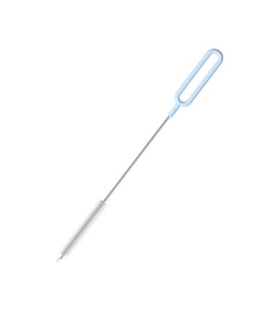 Tube Brush Hanging Design Long Handle Elastic Bendable Baby Pacifier Brush Baby Supplies Light Blue