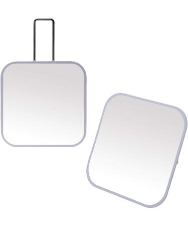 YEAKE Large Handheld Makeup Mirror - Square White & Metal, Portable Table Desk Mirror with Stand for Travel and Bathroom, 9.4 x 5.9 - Buy Online on SooperMarket.com