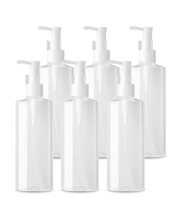 Tianzd 6 pieces empty 200 ml oval clear plastic pump pum gel dispenser bottle with lotion donor plastic flacon lotion dispenser for soap lotions gels cream cream cosmetics 200ml