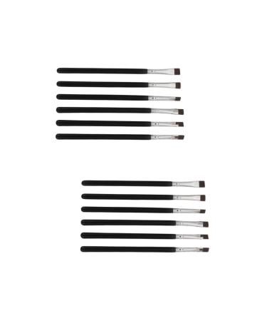 Baluue 12 Pcs Flat Eyebrow Brush Eyebrow Eyeliner Brush Eyeliner Makeup Brush Eye Brush Wooden Handle Black