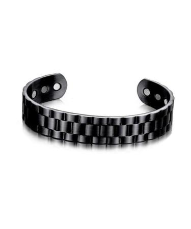 Prostapower Magnetic Copper Band Magnetic Bracelets for Men Copper Bracelet for Men Magnetic Field Bracelet(Black)