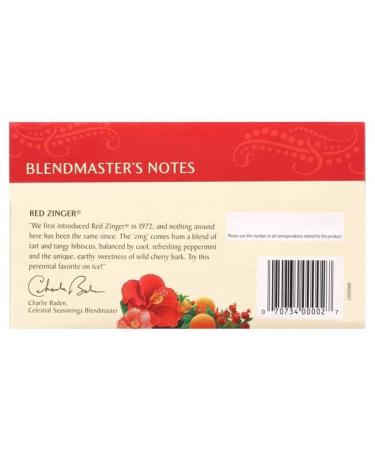 Celestial Seasonings Red Zinger Herbal Tea - Caffeine Free, 20 Bags (1.7 oz) - Buy Online on SooperMarket.com