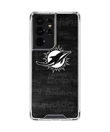 Skinit Clear Phone Case Compatible with Samsung Galaxy S21 Ultra 5G - Officially Licensed NFL Miami Dolphins Black & White Design