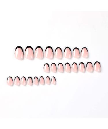 RikView Black French Press on Nails 24 PCs/Set | Medium Almond Glossy Fake Nails for Women - Buy Online on SooperMarket.com