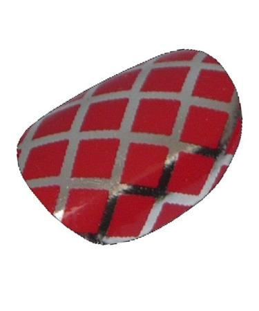 Chix Nails Nail Wraps Red Silver Fishnet Fishnet Fingers Toes Vinyl Foils