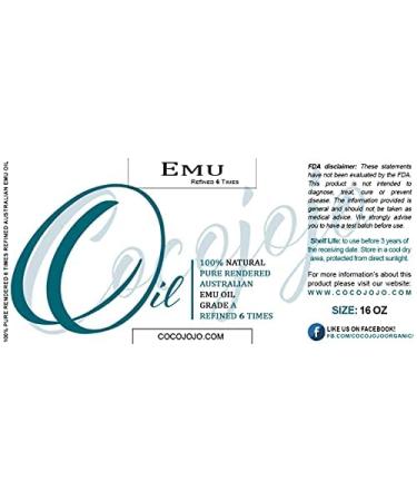 100% Pure Australian Emu Oil - 16 oz - Premium Grade A Carrier Oil for Hair, Face, Body, Skin & Nails - Buy Online on SooperMarket.com